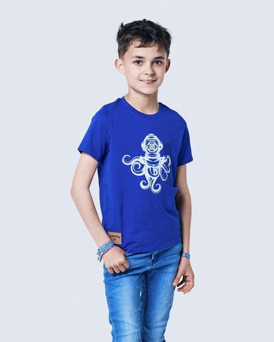 T-Shirt Kids Krake - royalblau