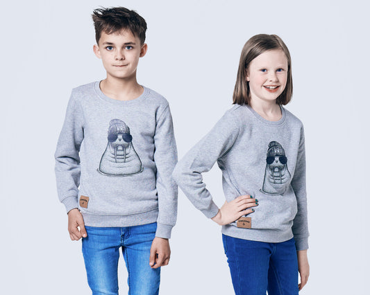 Pullover Kinder Walross - grau meliert